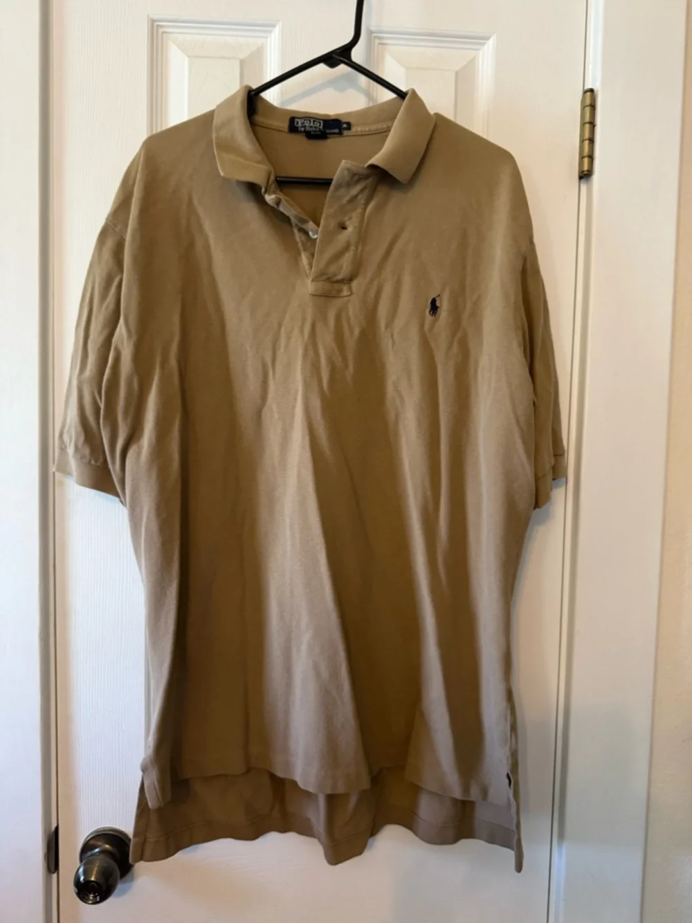 Polo Ralph Lauren Men’s XL Tan Beige Short Sleeve Polo Shirt Preppy Classic